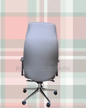 Quiet-Roll Grey Executive Leather Office Chair — Strong Stable Base