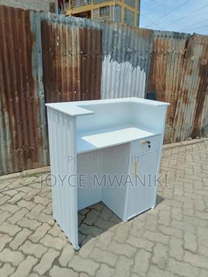 Modern Sleek Design Reception White Desk - main view