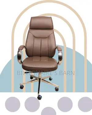Brown Executive Leather Office Chair | Comfy Padded Armrests
