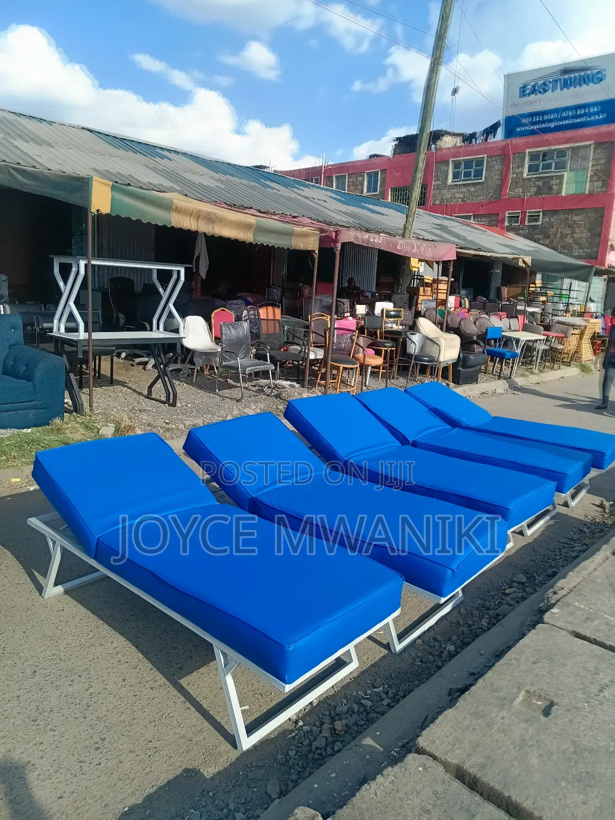 Sunbeds or Swimming Pool Beds, White and Blue