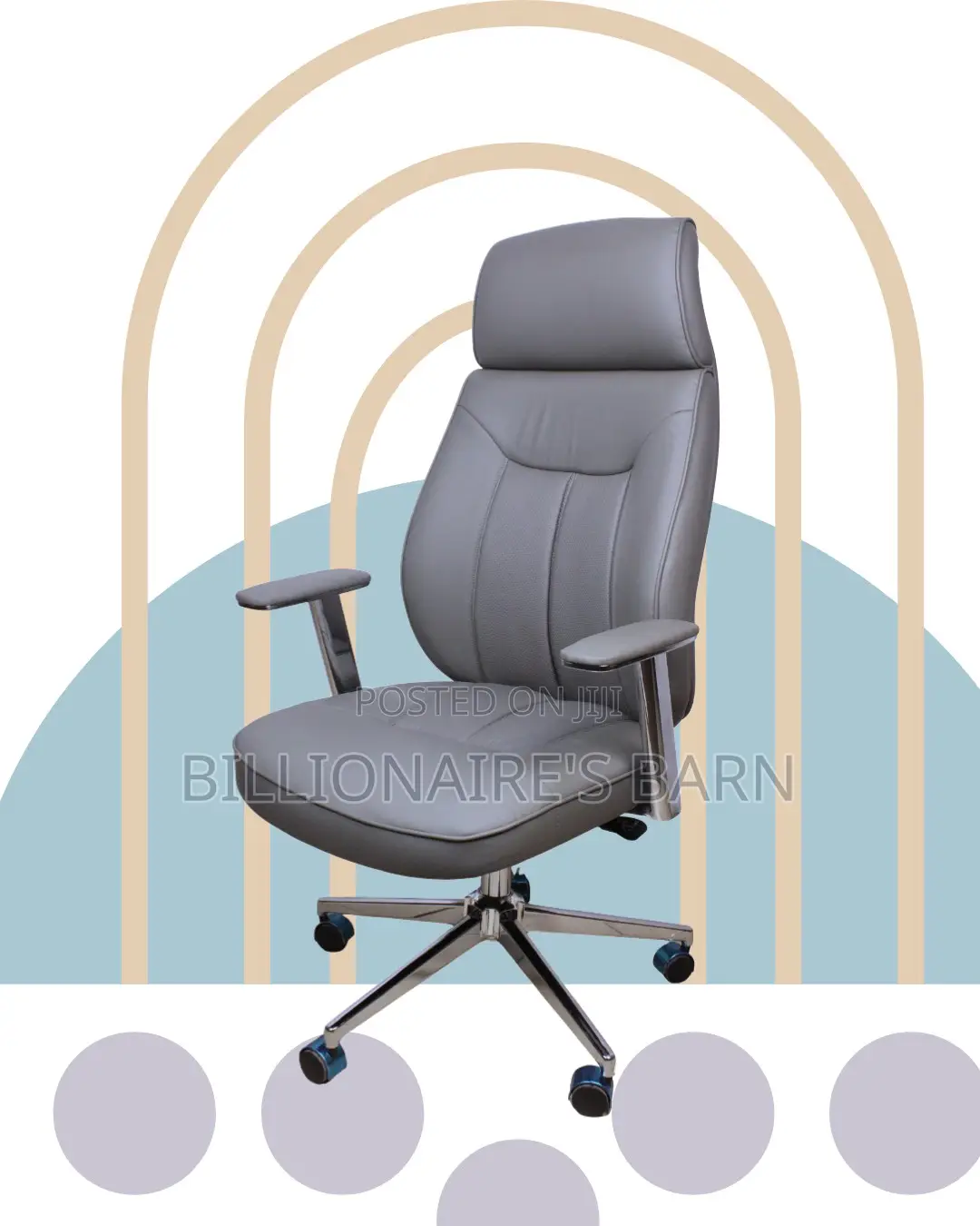 Grey Executive Leather Office Chair (Durable) — Moving Fast
