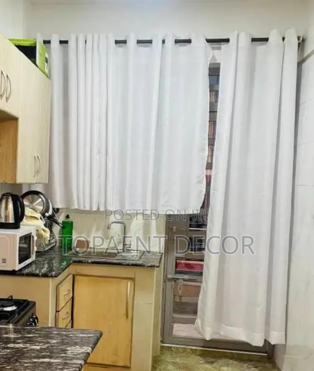 Soft Plain Pure White Kitchen Window and Door Curtains - main view