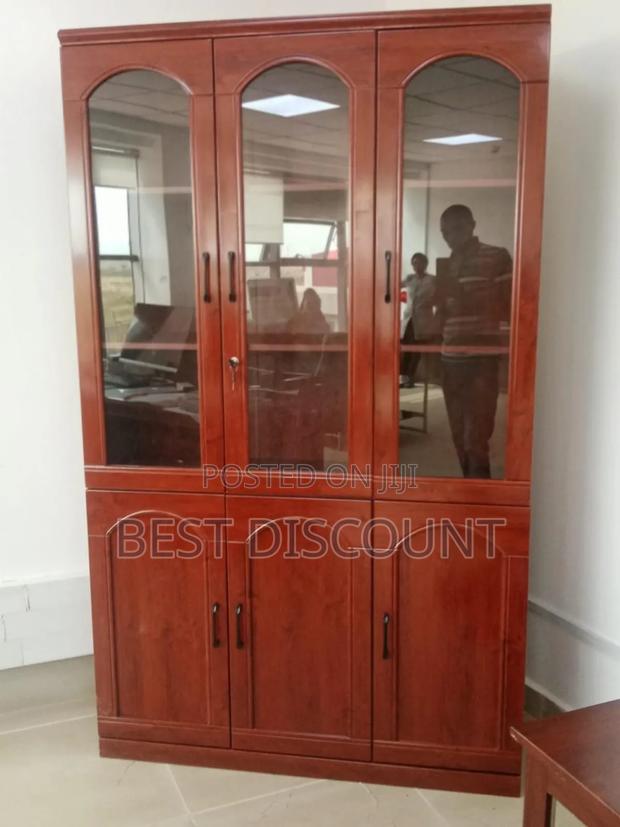 Three Door Modern Mahogany Office Cabinets - main view