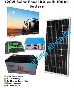 24" Tv Digital Solar Kit 120w Solar - 100ah Battery -24" Tv Full Set