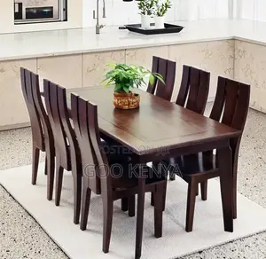 Home Dining Set; 6-Chair Dining Table Modern Mahogany Wood Furniture