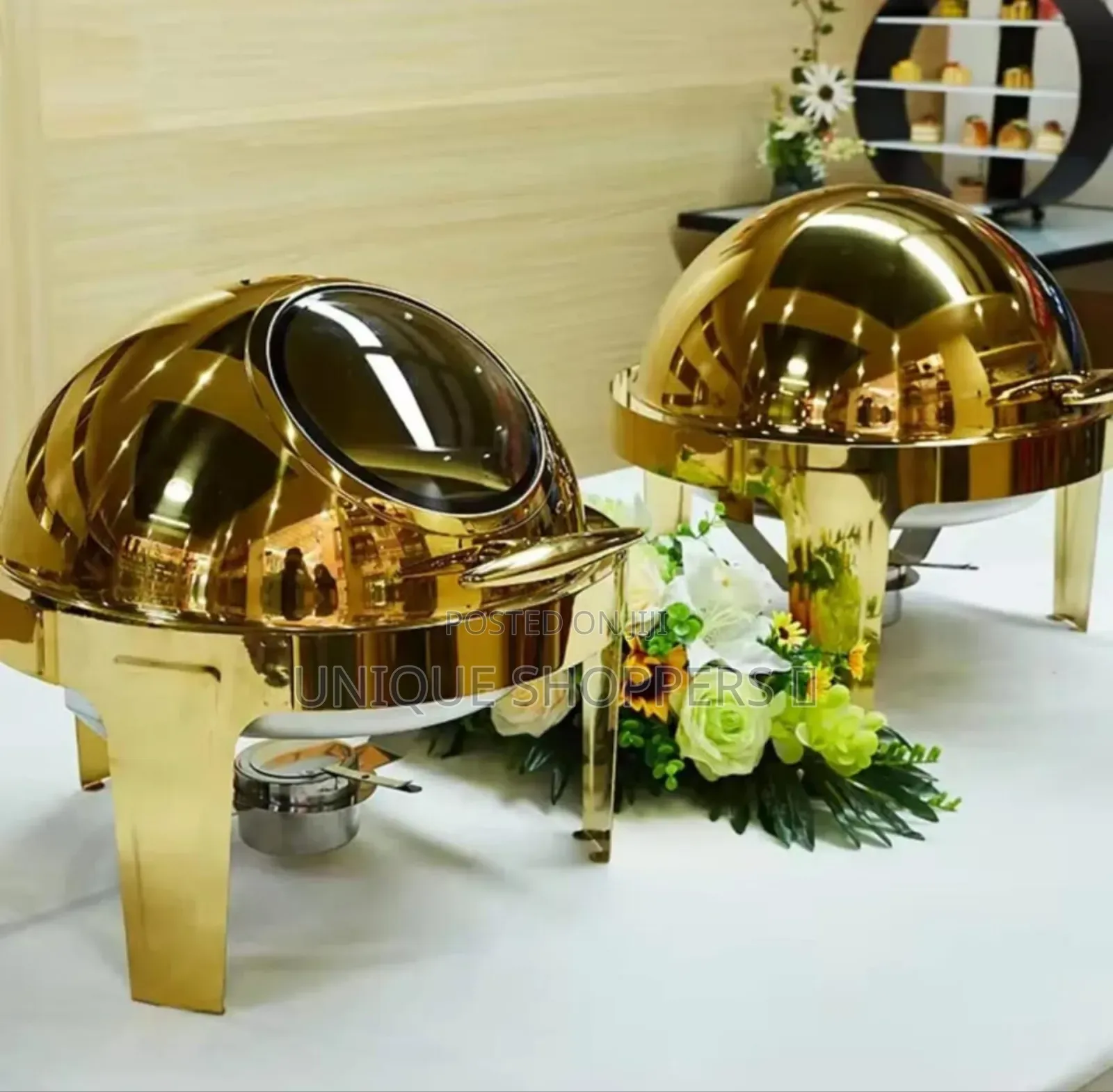 Gold 6l Round Roll Top Chaffing Dish