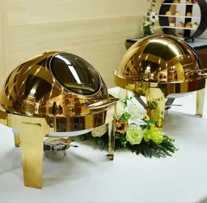 Gold 6l Round Roll Top Chaffing Dish