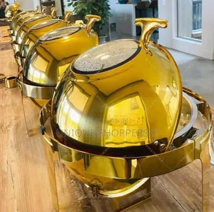 Gold 6l Round Roll Top Chaffing Dish