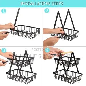*2 Tier Black Metallic Fruit Rack With Wooden Handle Now Available