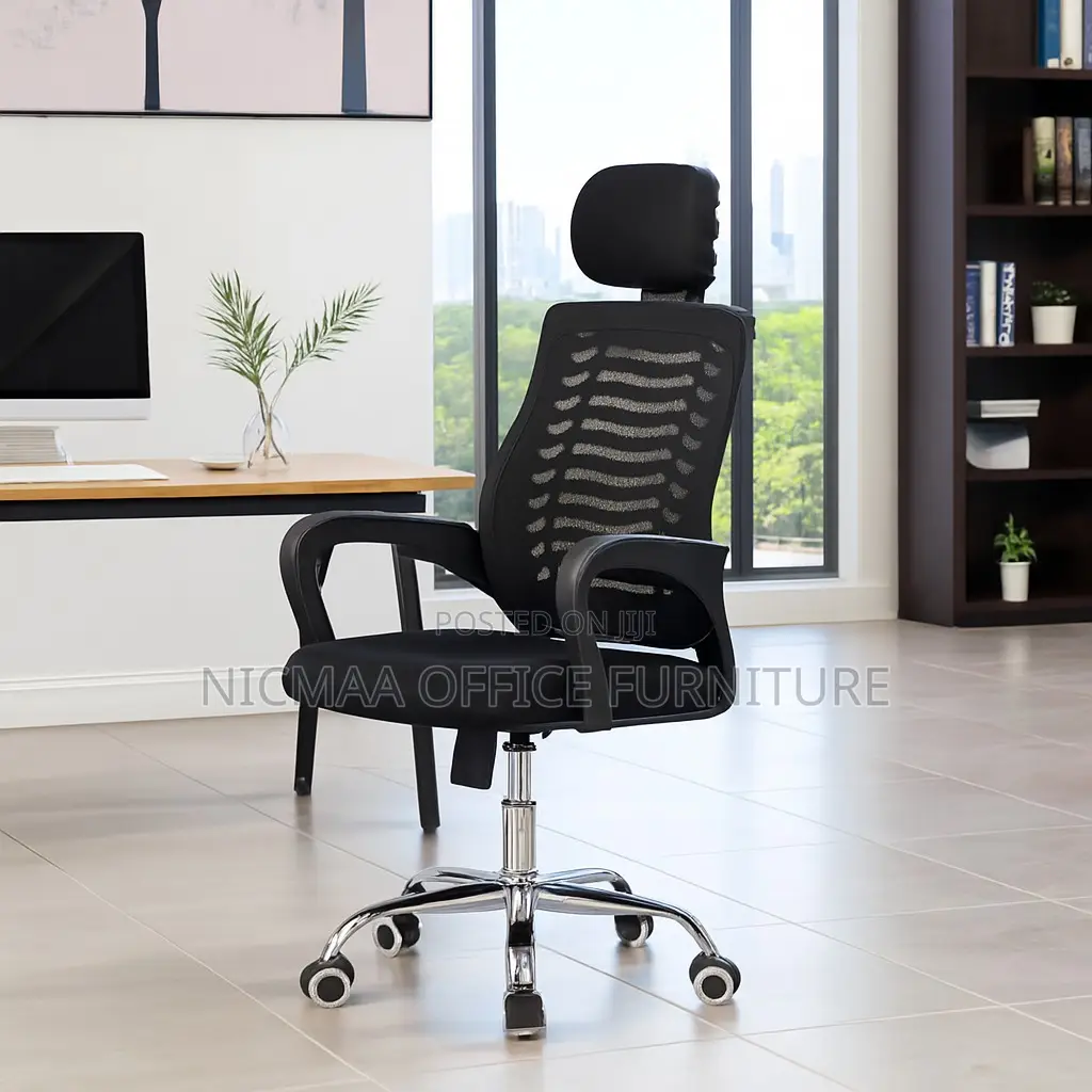 Mesh Back With Lumbar Support Headrest Ergonomic Seat