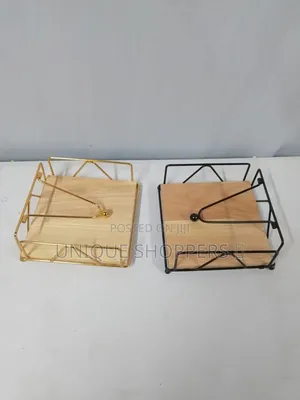 Luxury Metallic Serviette Holder/Napkin Holder With Bamboo Place On