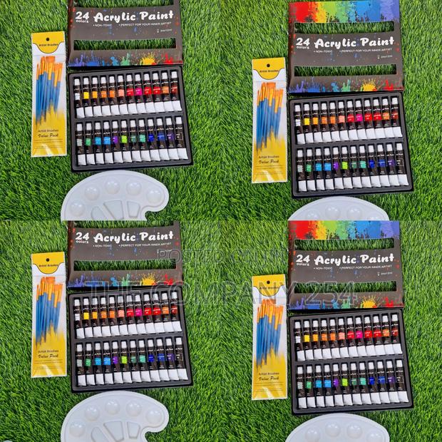24pcs Acrylic Paint With Brushes - main view