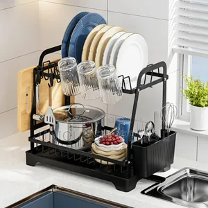 High Quality 2tier Dish Rack With Cutlery Holder and Glass Holder