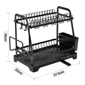 High Quality 2tier Dish Rack With Cutlery Holder and Glass Holder