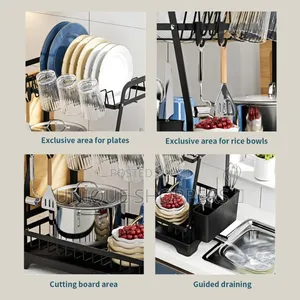 High Quality 2tier Dish Rack With Cutlery Holder and Glass Holder
