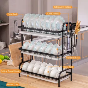High Quality Heavy Duty 3 Tier Dish Rack With Cutlery Holder*