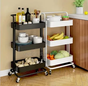 3-Tier Rolling Utility Cart Rolling Cart Storage Organizer Trolley