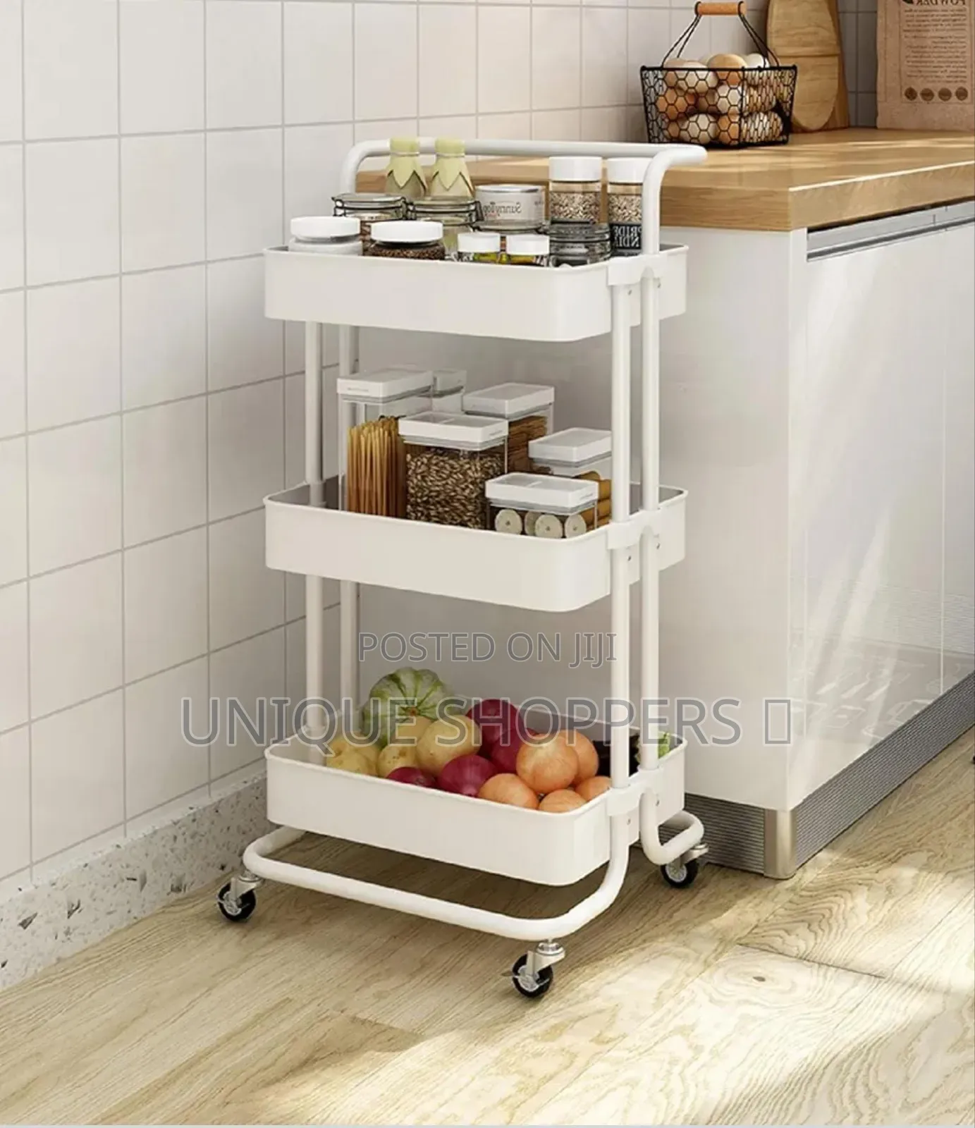 3-Tier Rolling Utility Cart Rolling Cart Storage Organizer Trolley