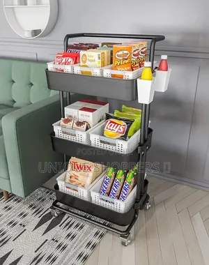 3-Tier Rolling Utility Cart Rolling Cart Storage Organizer Trolley