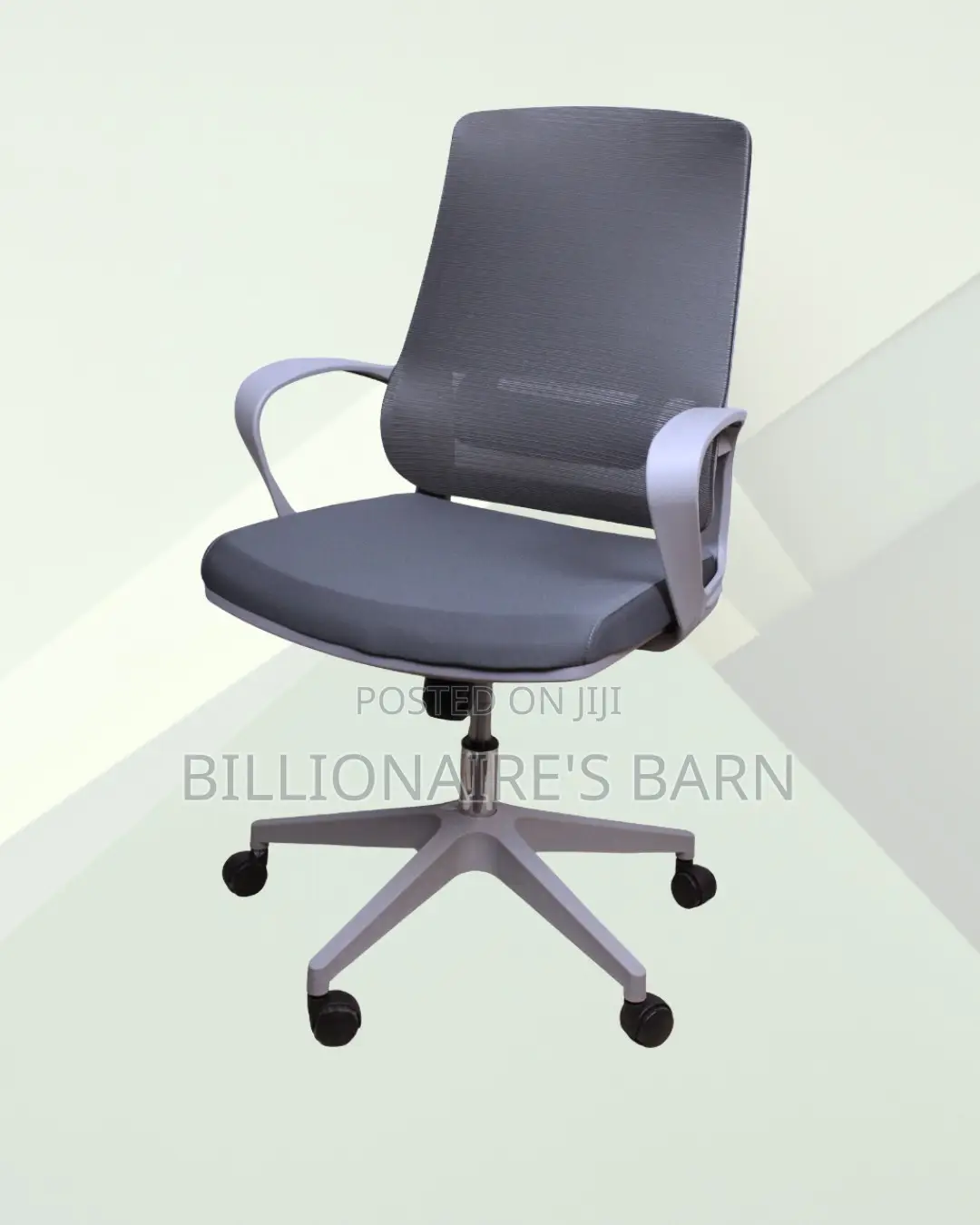 Sleek Grey Ergonomic Mesh Office Chair — Smooth-Rolling Mobility