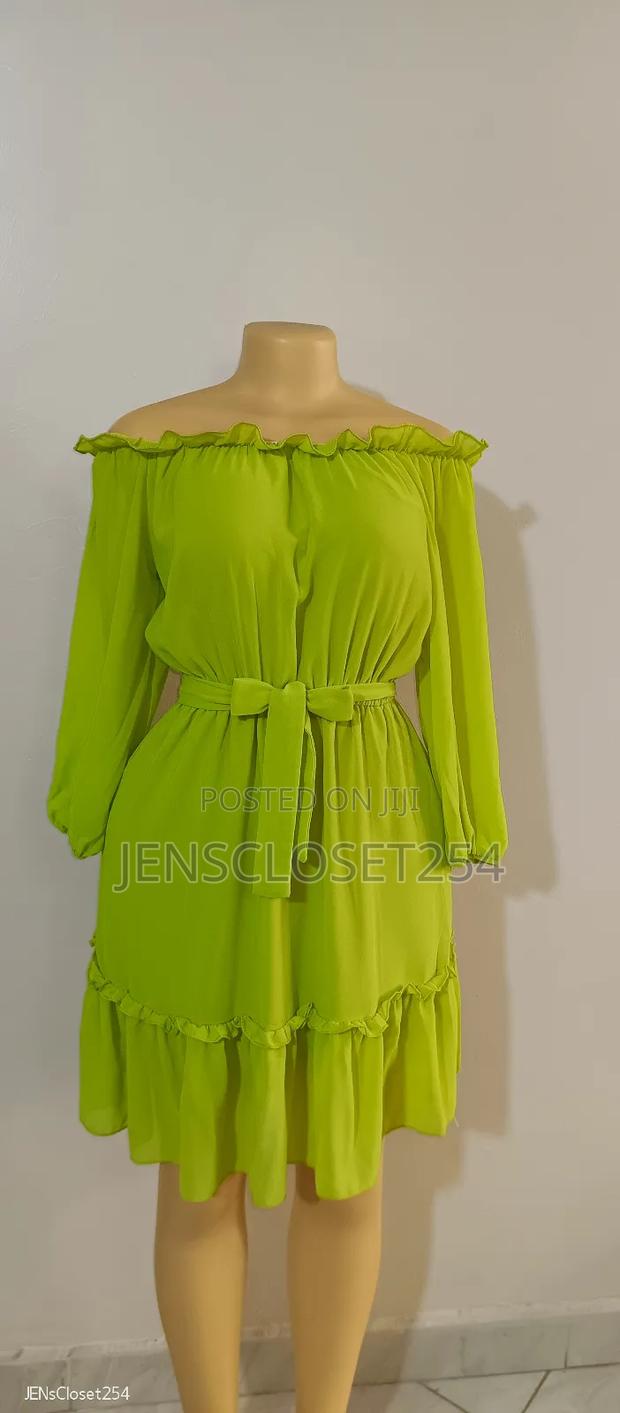 Trendy Lime Green Chiffon Dress - thumbnail 2