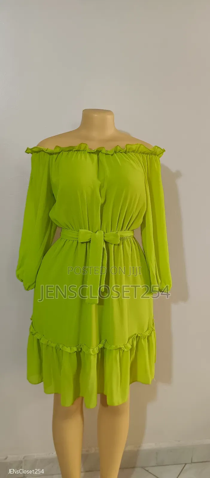 Trendy Lime Green Chiffon Dress