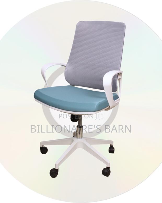 White Ergonomic Mesh Office Chair | Minimal Nylon Castors - thumbnail 4