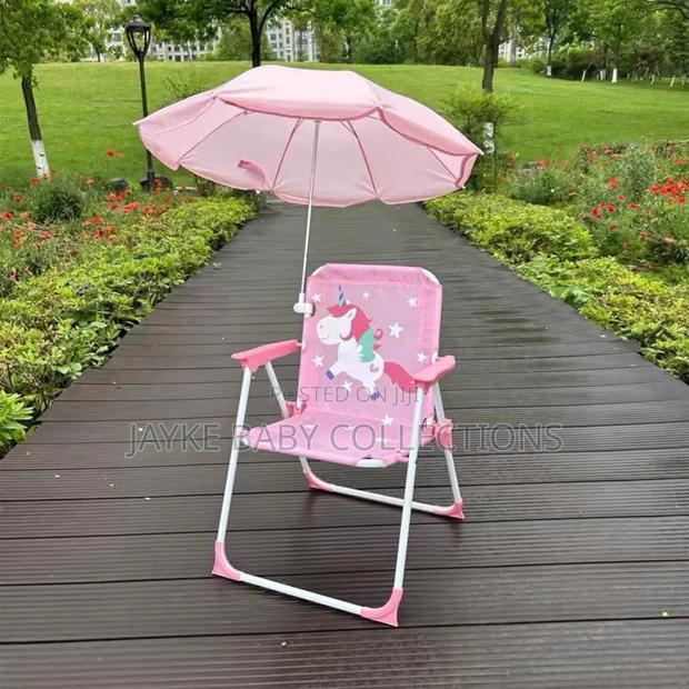 Kids Folding Camping Chair With Umbrella – Portable Uv Safe - thumbnail 2