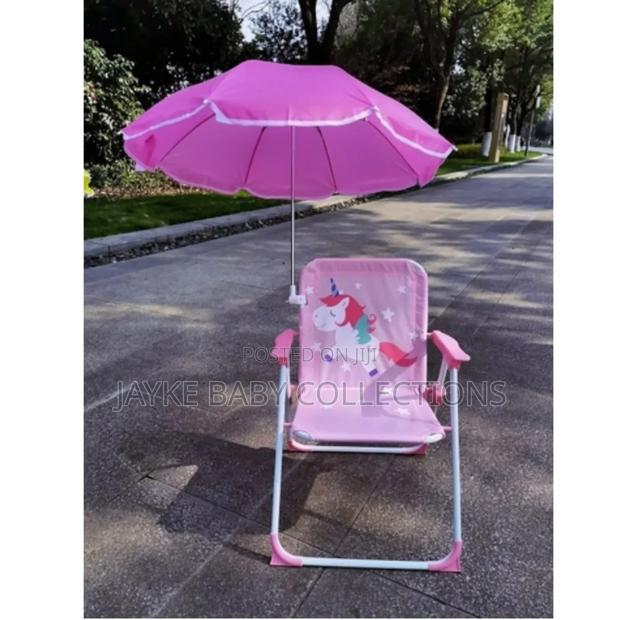 Kids Folding Camping Chair With Umbrella – Portable Uv Safe - thumbnail 4