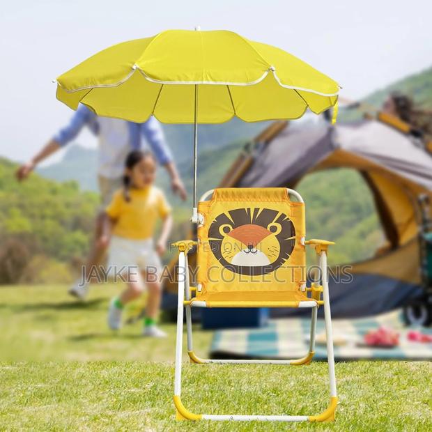 Kids Folding Camping Chair With Umbrella – Portable Uv Safe - thumbnail 3