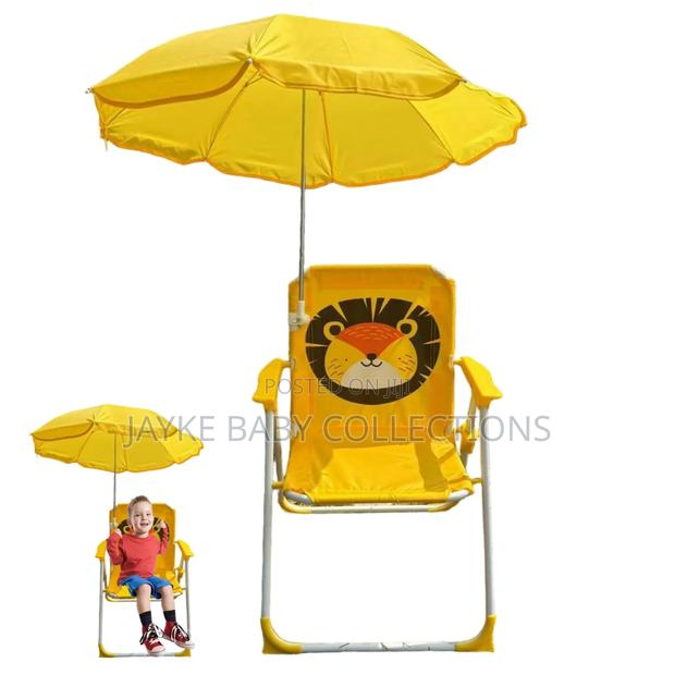 Kids Folding Camping Chair With Umbrella – Portable Uv Safe - thumbnail 7