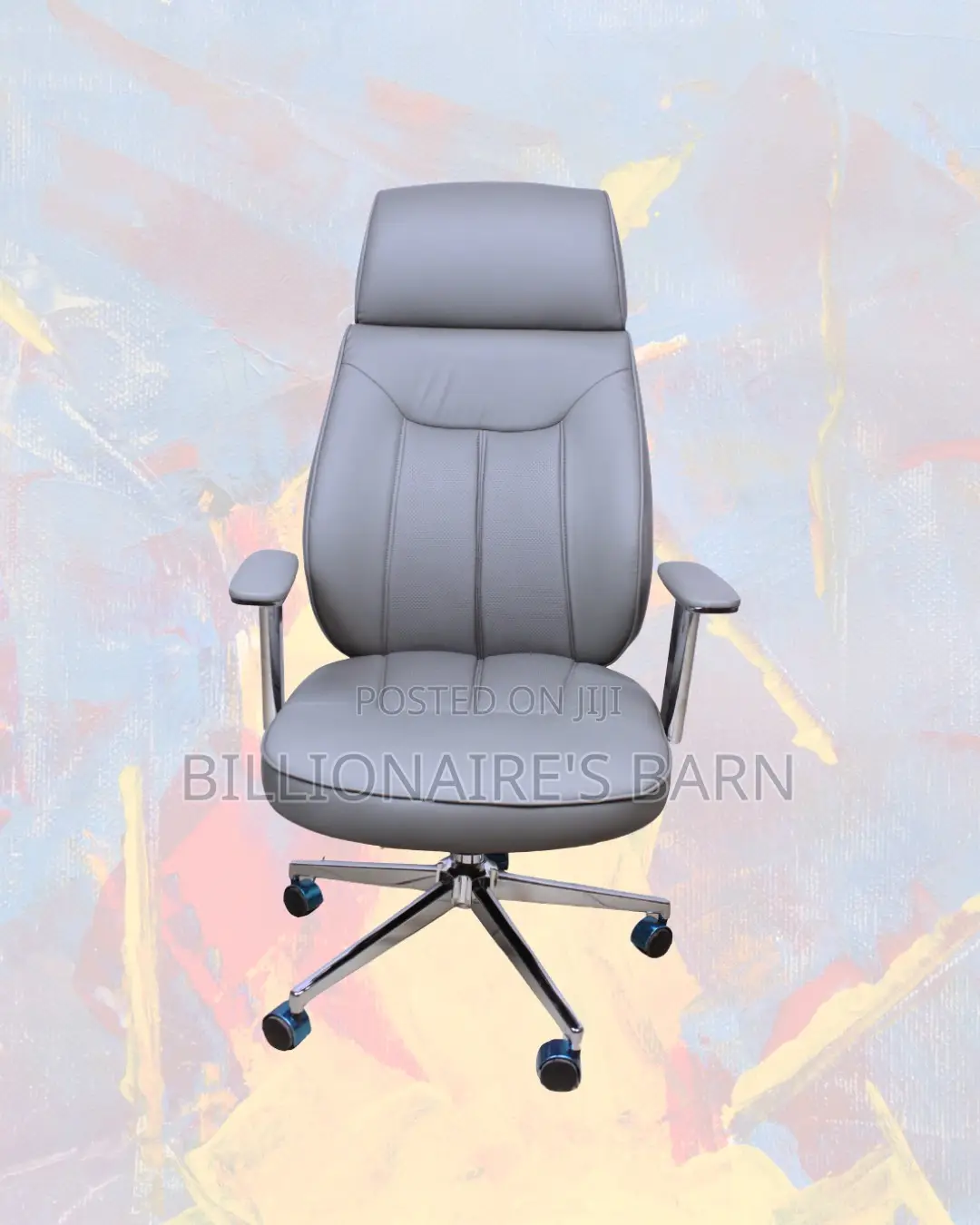Grey Executive Leather Office Chair (High-back) — Moving Fast