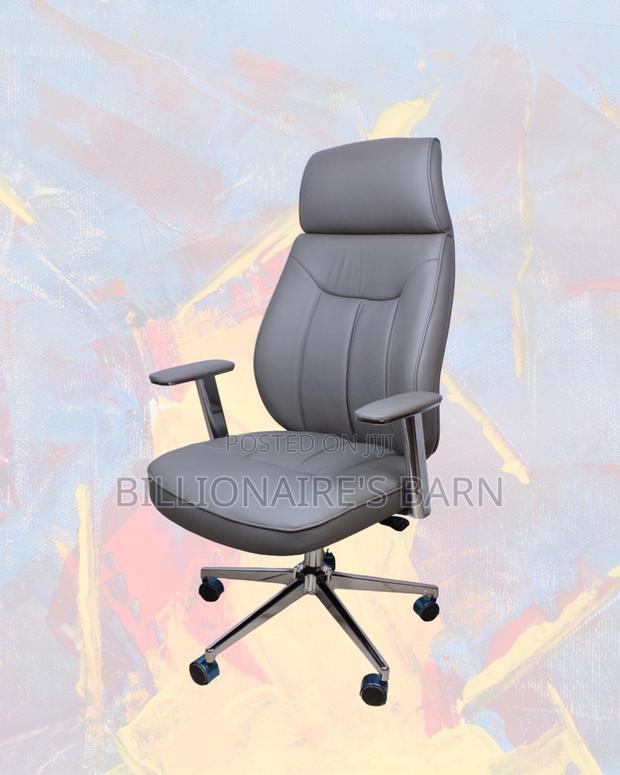 Grey Executive Leather Office Chair (High-back) — Moving Fast - thumbnail 4