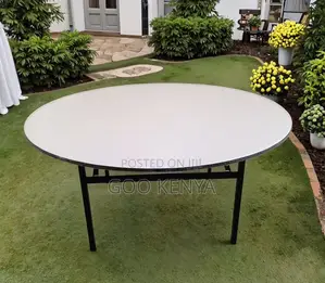 Home Table; 1.5m Round MDF Folding Table for Events and Garden