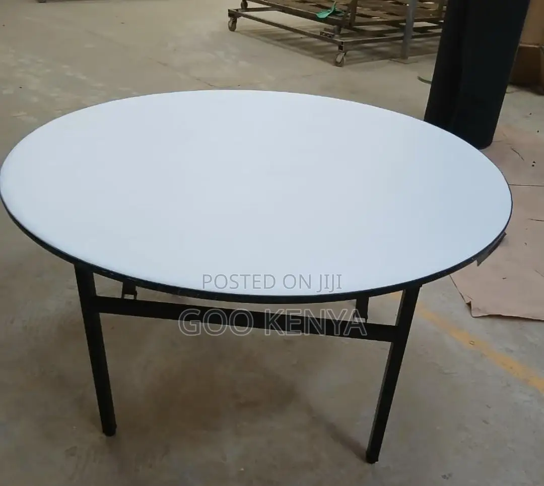 Home Table; 1.5m Round MDF Folding Table for Events and Garden