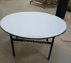 Home Table; 1.5m Round MDF Folding Table for Events and Garden