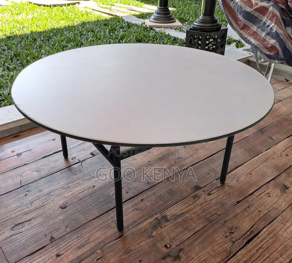 Home Table; 1.5m Round MDF Folding Table for Events and Garden