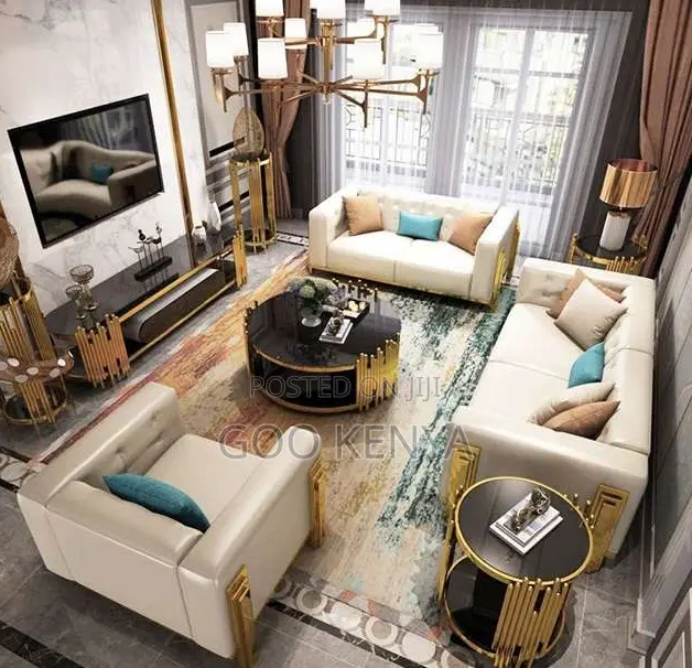 Home Table; Round Glass Top Coffee Table With Gold Finish