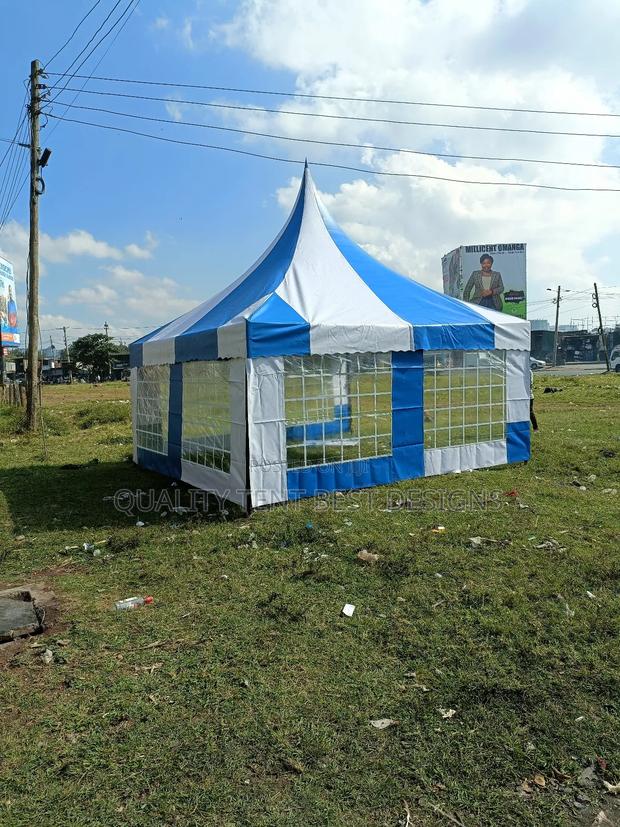 Made of Quality. All Weater Protection Blue and White 50 Seater Tent.