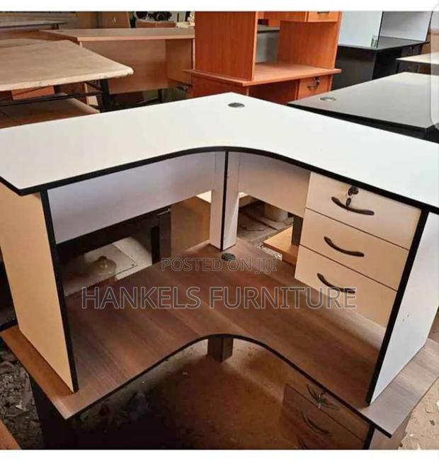L-Shaped Office Desk With Drawers Cable Grommet – Donholm Nairobi