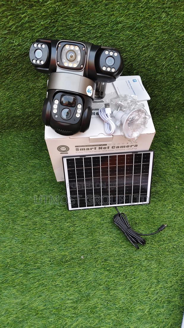 V380 Smart Solar CCTV – 3 Lenses + Floodlight + 4g Sim