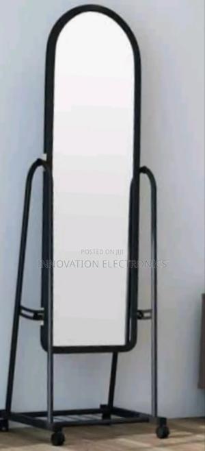 Black Full Length Dressing Mirror With Wheels and Shoes Rack - main view
