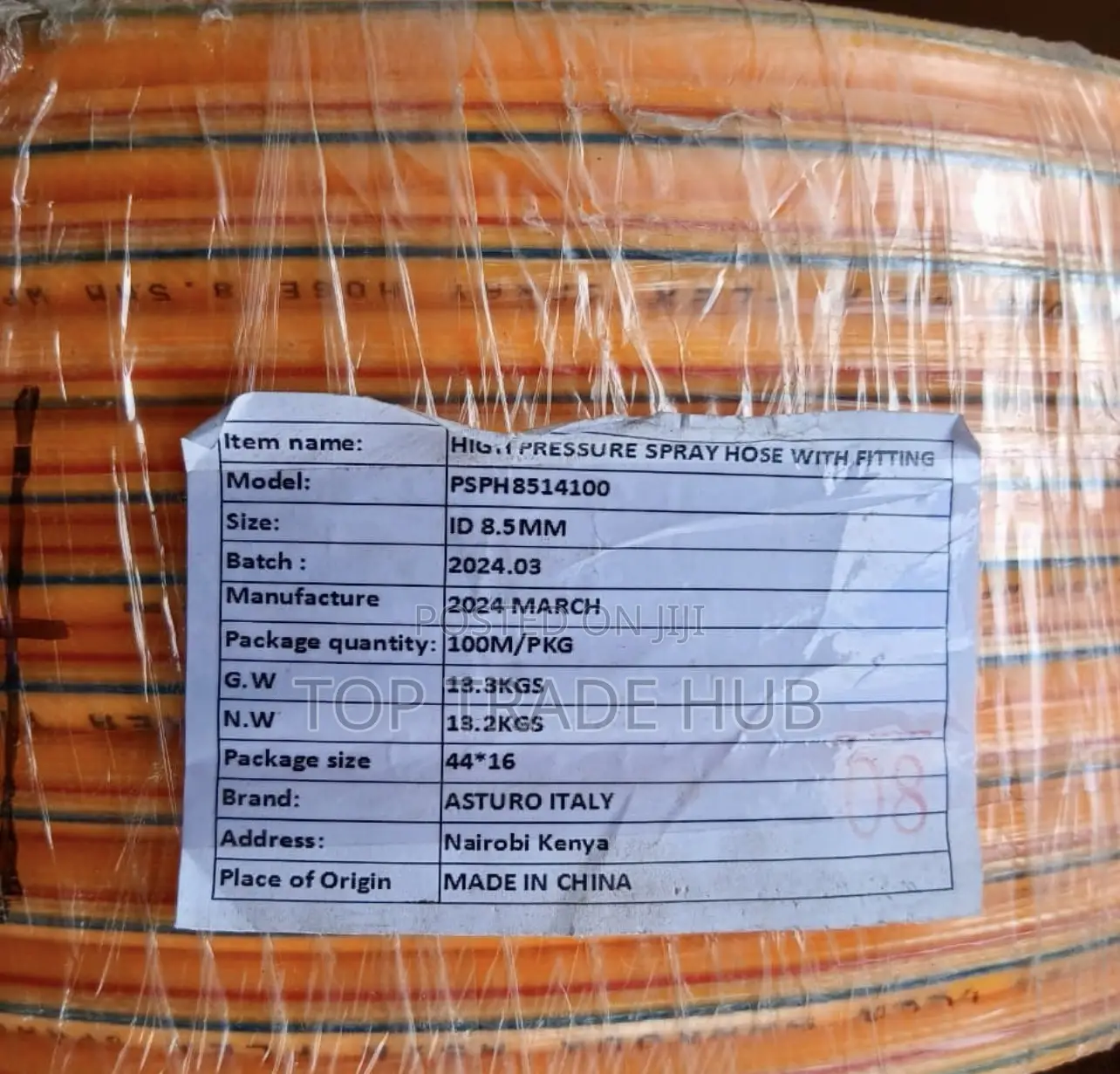 Asturo High Pressure Hose Pipe / Spray Hose – 100 Metres (8.5mm)