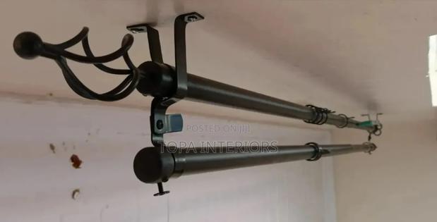 Black 2 Metres Double Adjustable Window Curtain Rods