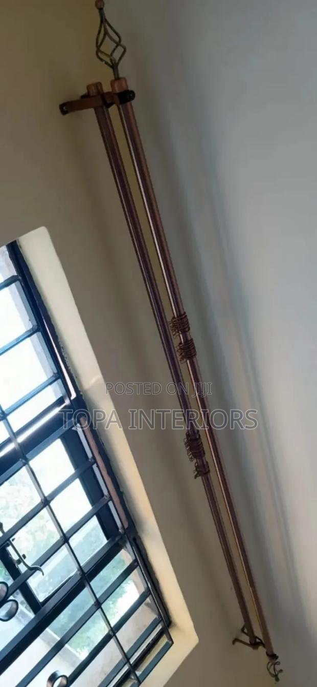 New Extendable Brown 2 Metres Double Curtain Rods for Door and Windows