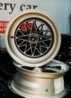 7j 14 Inches Black Silver Offset Rims