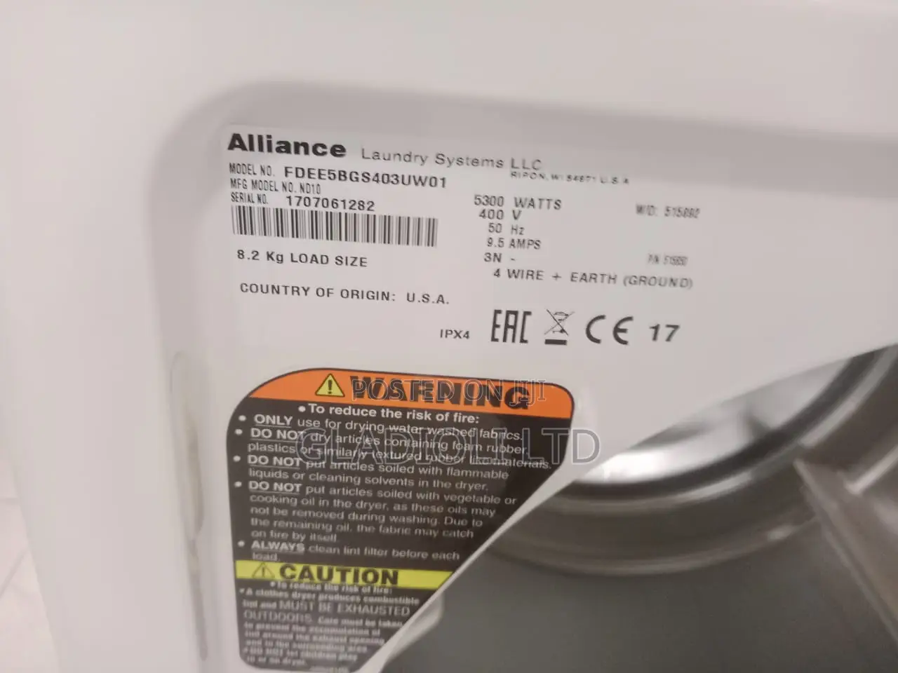 Clothes Dryer 8.2kg Load Size