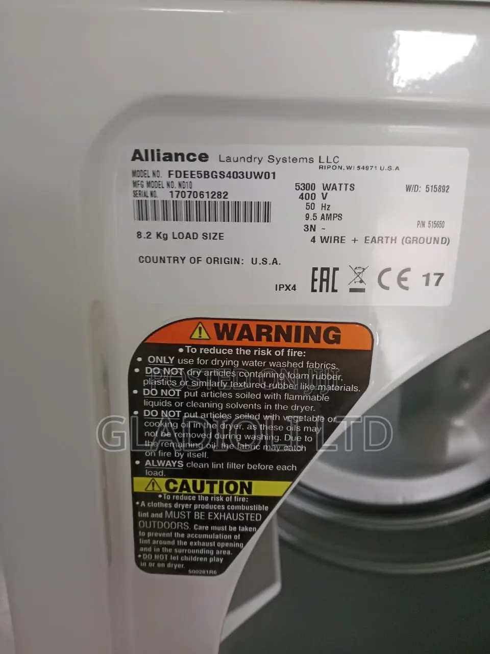 Clothes Dryer 8.2kg Load Size