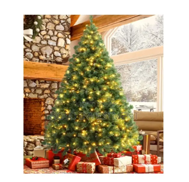 6ft (180cm )Pine Needle Green Tree With 230 Tips,150 Leds, Metal Feet