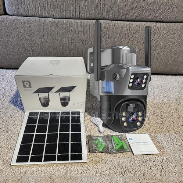 V380 Pro Solar CCTV Camera 4g Sim With 2 Lens, 8w Solar Panel